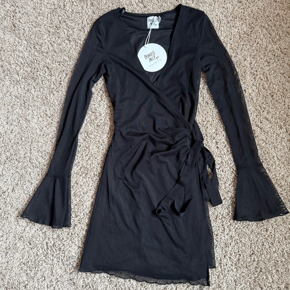 Princess Polly sheer long sleeve mini dress